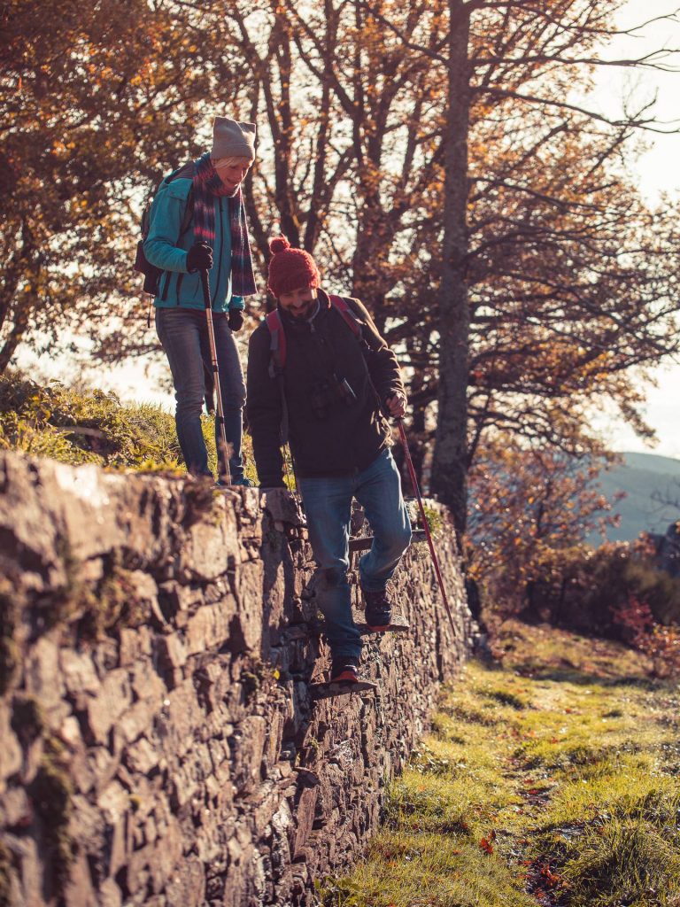 Randonnée en Montagne Noire à travers les murets de pierre ©Vincent Photographie, ADT de l'Aude